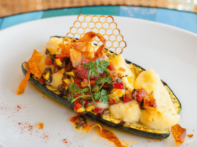 TCHANQUÉ Courgette à la braise & son écrasé de pommes de terre, sauce vierge